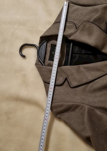 Bej / vizon renk Süet Düğmeli Kadın Blazer Ceket - Görsel 8