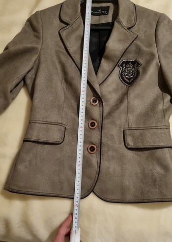 Bej / vizon renk Süet Düğmeli Kadın Blazer Ceket - Görsel 7