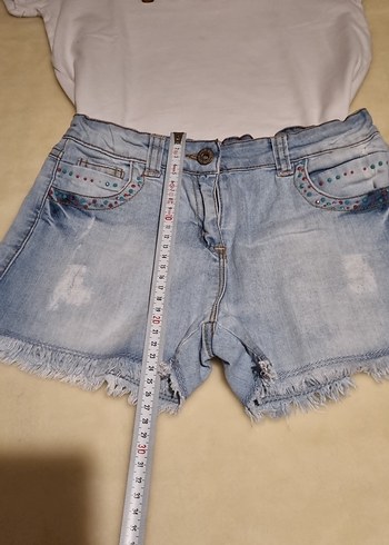 Kız çocuk Kot Şort + tshirt - Görsel 5