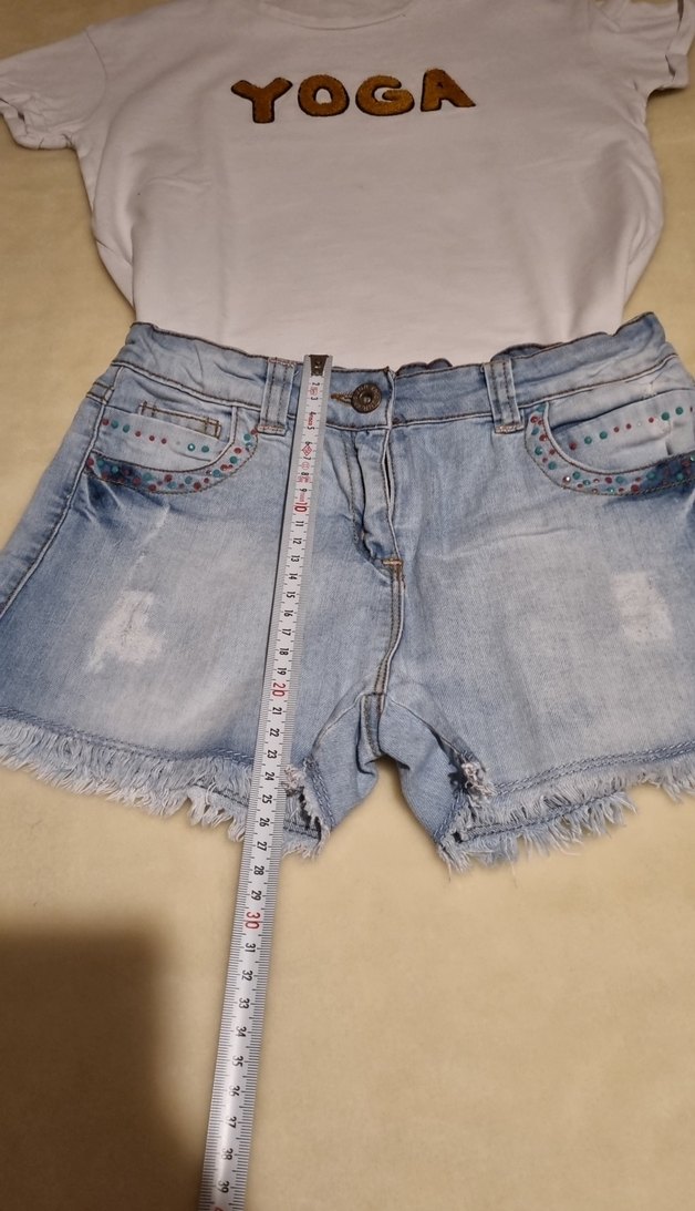 Kız çocuk Kot Şort + tshirt - Görsel 5