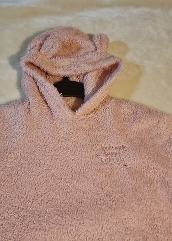 LCW Kız Çocuk Pembe Kapüşonlu Peluş teddy Sweatshirt - Görsel 8