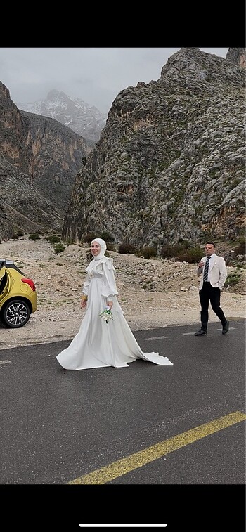 m Beden beyaz Renk Özdesign nikah abiyesi tesettür