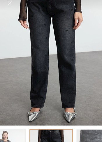 Siyah Regular Fit Kadın Denim Pantolon - Görsel 2