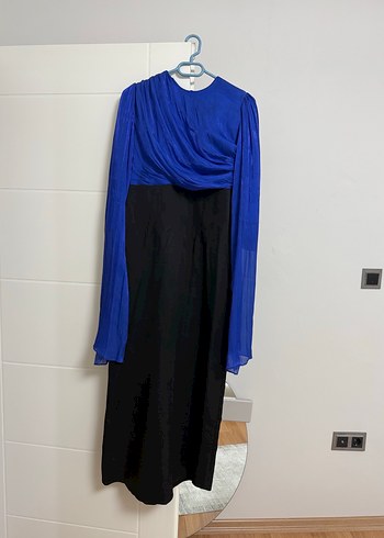 Mavi Uzun Kollu Salaş Kadın Elbise - Görsel 2