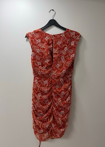 Kırmızı Drapeli Midi V Yaka Elbise - Görsel 9