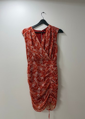 Kırmızı Drapeli Midi V Yaka Elbise - Görsel 12