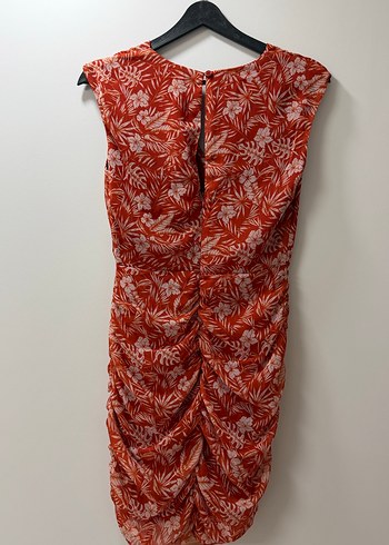 Kırmızı Drapeli Midi V Yaka Elbise - Görsel 11