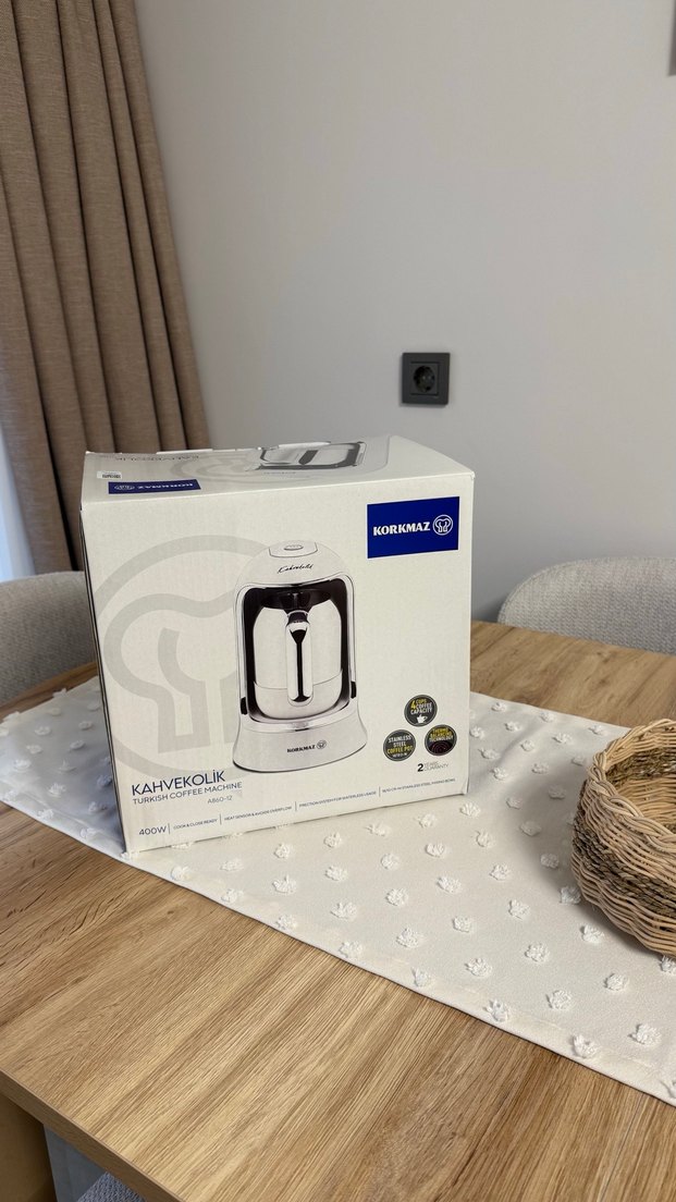 Korkmaz Kahve Makinesi Gri-Beyaz - Görsel 2