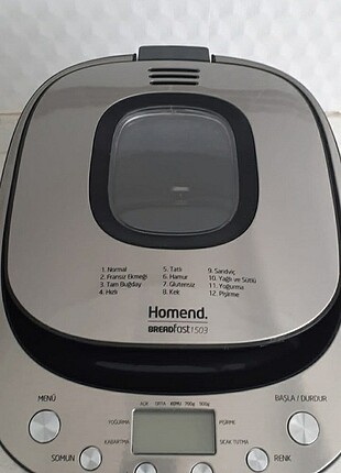 Homend 1503 Breadfast 550 W 12 Programlı Ekmek Yapma Makinesi