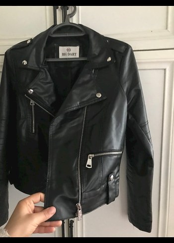 Deri Siyah Biker Ceket - BIGDART - Görsel 2