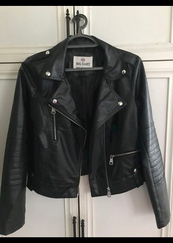 Deri Siyah Biker Ceket - BIGDART - Görsel 3