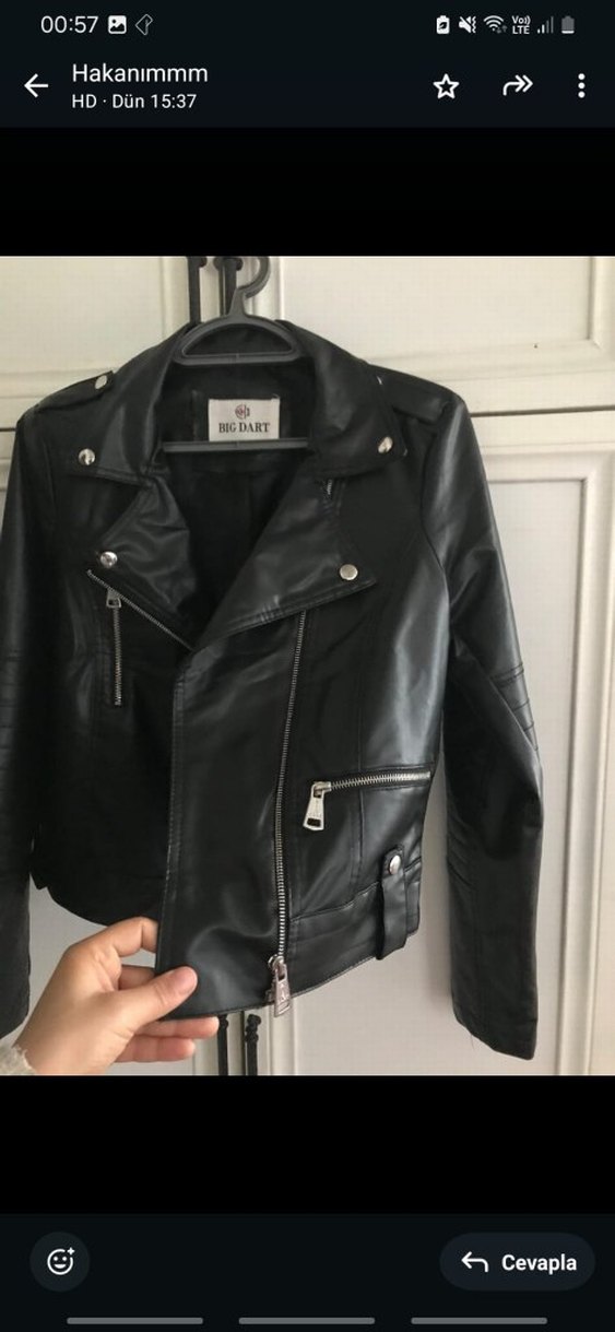 Deri Siyah Biker Ceket - BIGDART - Görsel 2