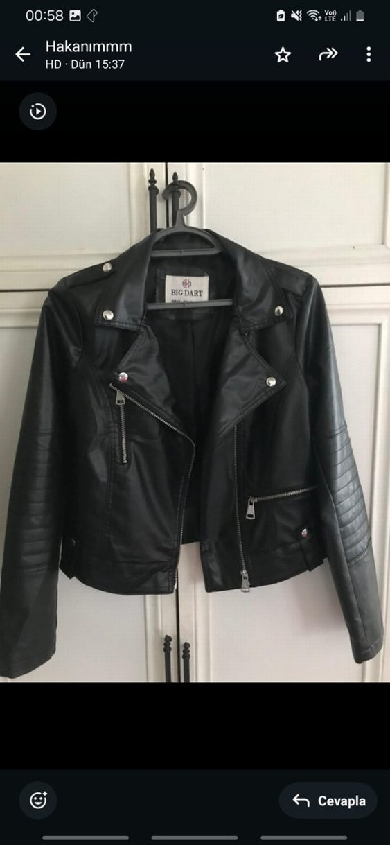 Deri Siyah Biker Ceket - BIGDART - Görsel 3