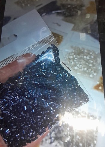 kesme boncuk Koyu Mavi Tırnak Süsleme Boncukları - Görsel 2