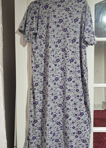 Mor Çiçek Desenli Uzun Hamile Gecelik - Görsel 4