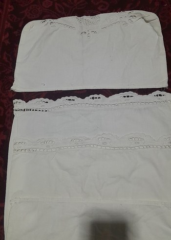 İşlemeli Beyaz uzun yastik 2 adet tepesi mevcut - Görsel 6