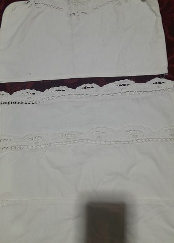 İşlemeli Beyaz uzun yastik 2 adet tepesi mevcut - Görsel 7