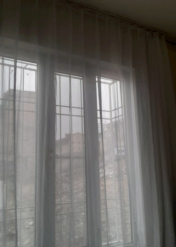 Beyaz Düz Modern Tül Perde 2 adet perde - Görsel 2