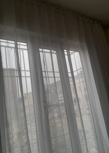 Beyaz Düz Modern Tül Perde 2 adet perde - Görsel 3