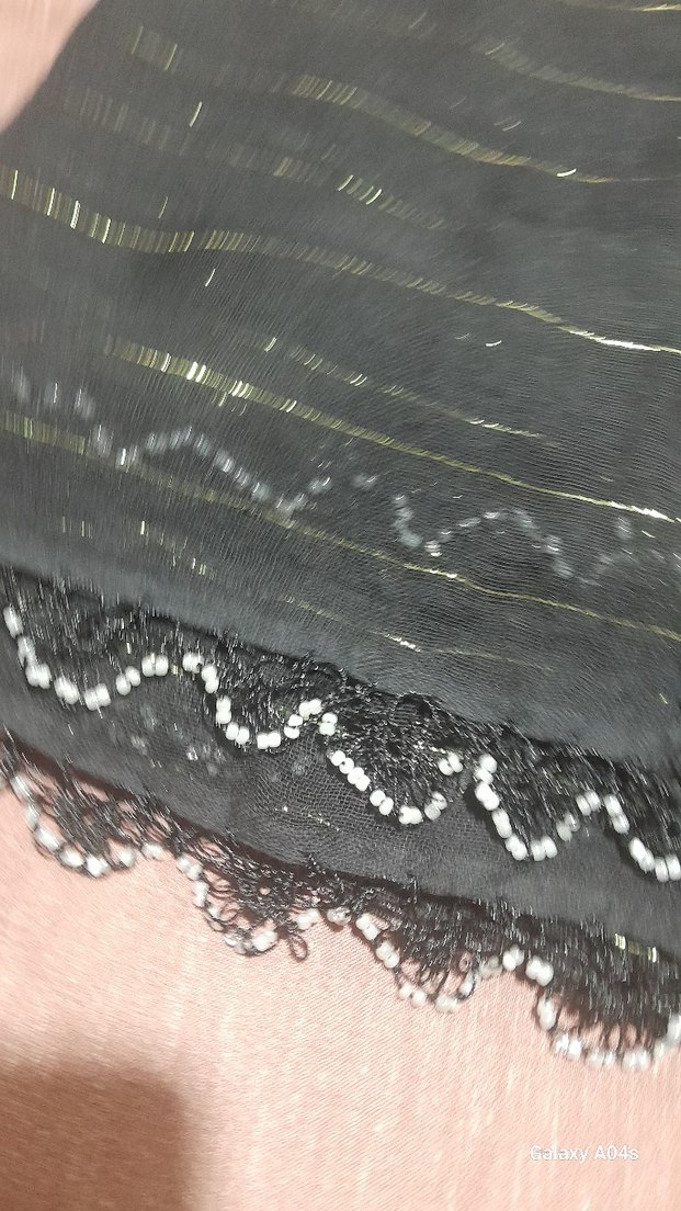 Dantel Detaylı Siyah Kadın Saç Aksesuarı siyah simli  2 kenar - Görsel 5