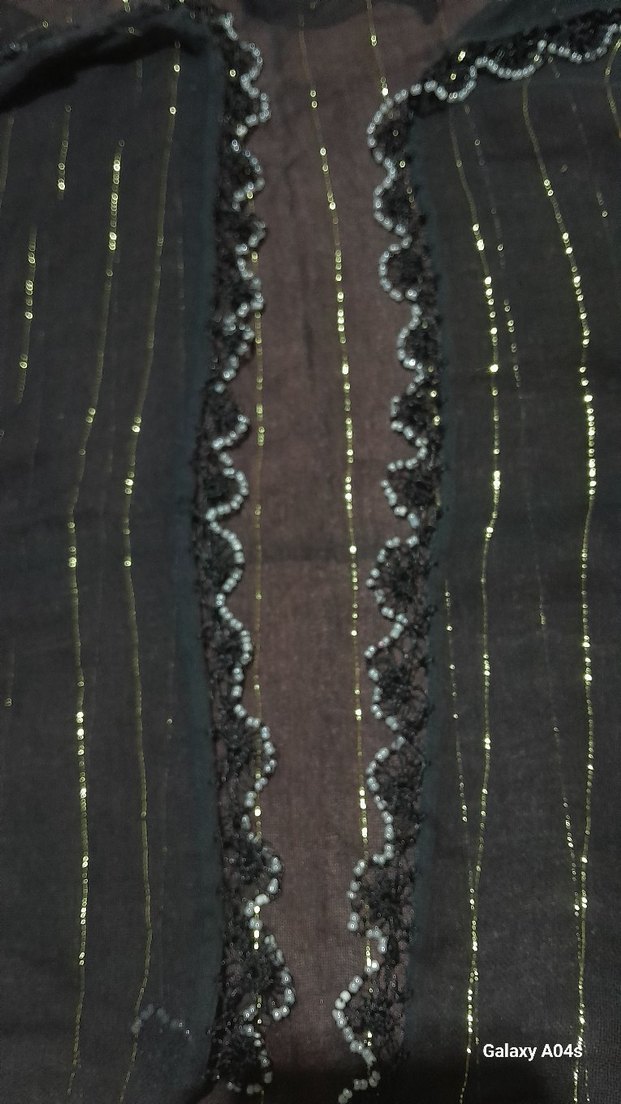 Dantel Detaylı Siyah Kadın Saç Aksesuarı siyah simli  2 kenar - Görsel 3