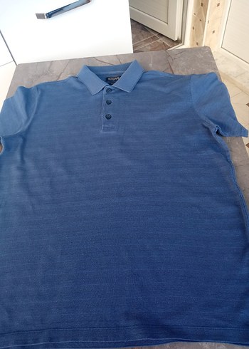 Düğmeli Kısa Kollu Mavi Polo Tişört