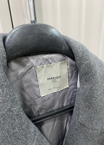 Mango Gri Dugmeli Erkek Yun Kaban