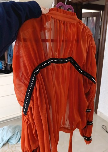 mionatte Drapeli Mini Turuncu Uzun Kollu Bluz - Görsel 4