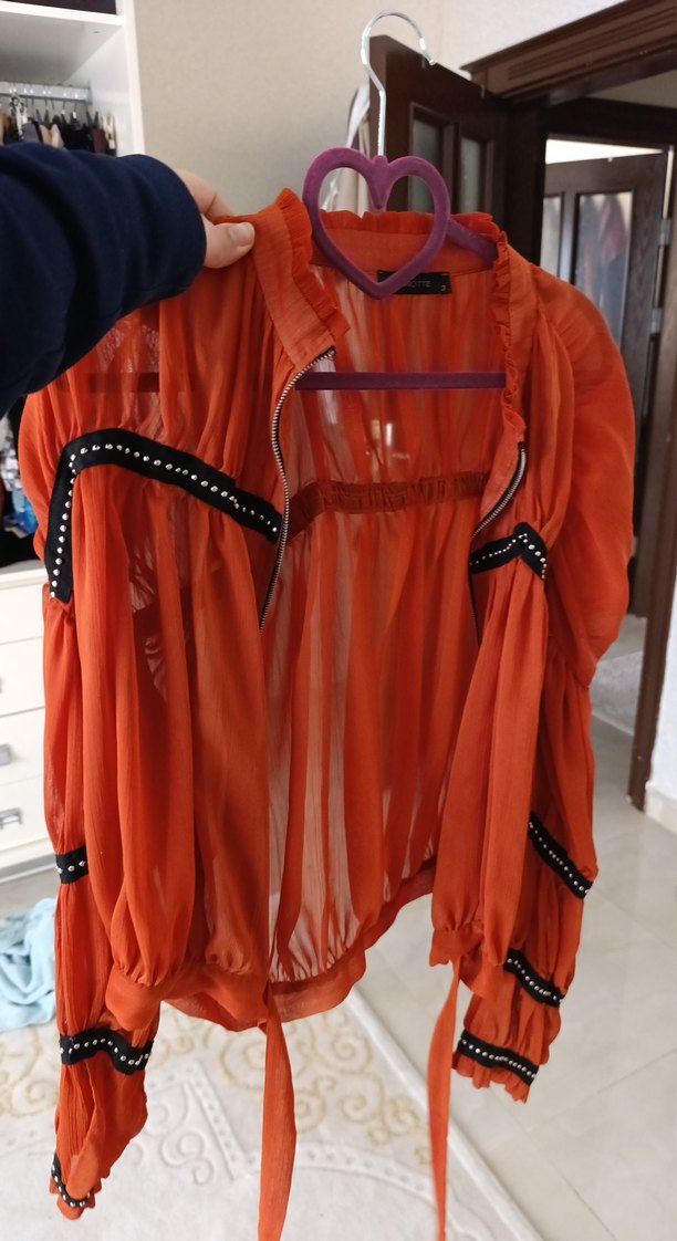 mionatte Drapeli Mini Turuncu Uzun Kollu Bluz - Görsel 3