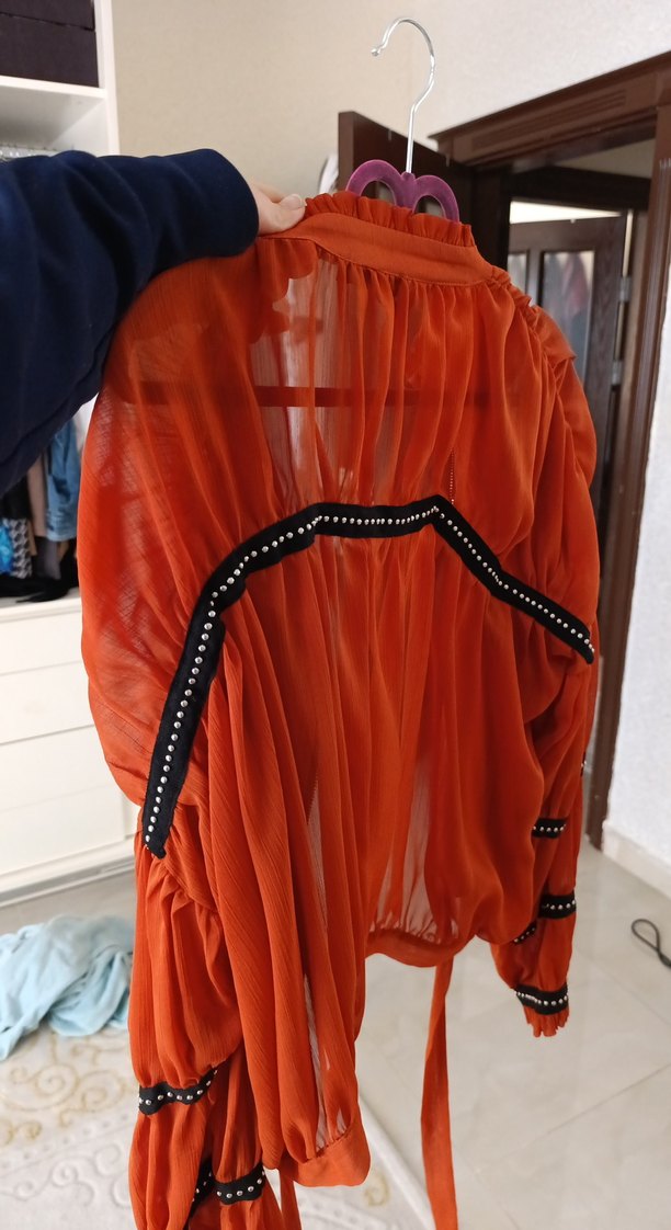 mionatte Drapeli Mini Turuncu Uzun Kollu Bluz - Görsel 4