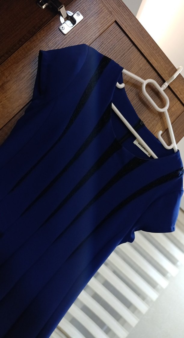 Mavi Pilili mini Kadın Akşam Elbisesi - Görsel 2