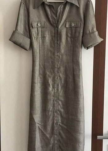 İpekyol Bohem gümüş Gri Uzun kumaş gömlek Elbise - Görsel 8