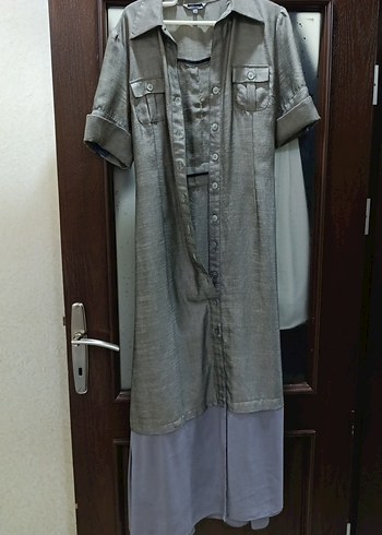 İpekyol Bohem gümüş Gri Uzun kumaş gömlek Elbise - Görsel 4