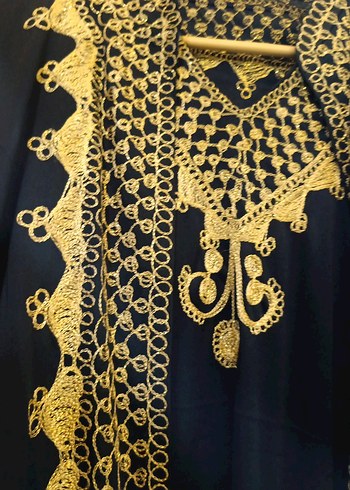 Altın İşlemeli Uzun Kadın Elbise kaftan takım - Görsel 5