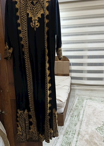 Altın İşlemeli Uzun Kadın Elbise kaftan takım - Görsel 3