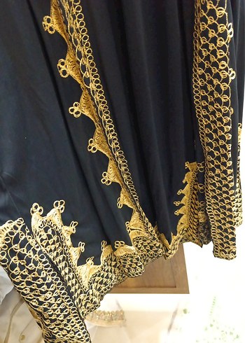 Altın İşlemeli Uzun Kadın Elbise kaftan takım - Görsel 4