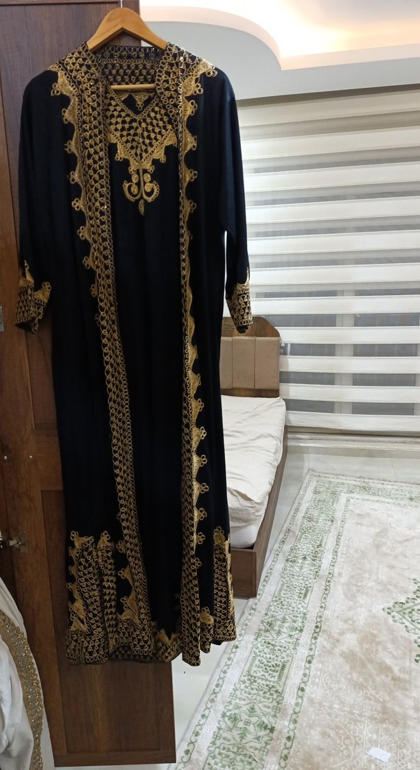 Altın İşlemeli Uzun Kadın Elbise kaftan takım - Görsel 3