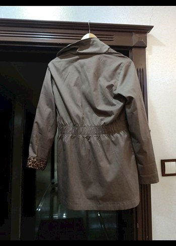 batik Düğmeli Kahverengi vizon renk Midi Kadın trençkot - Görsel 4