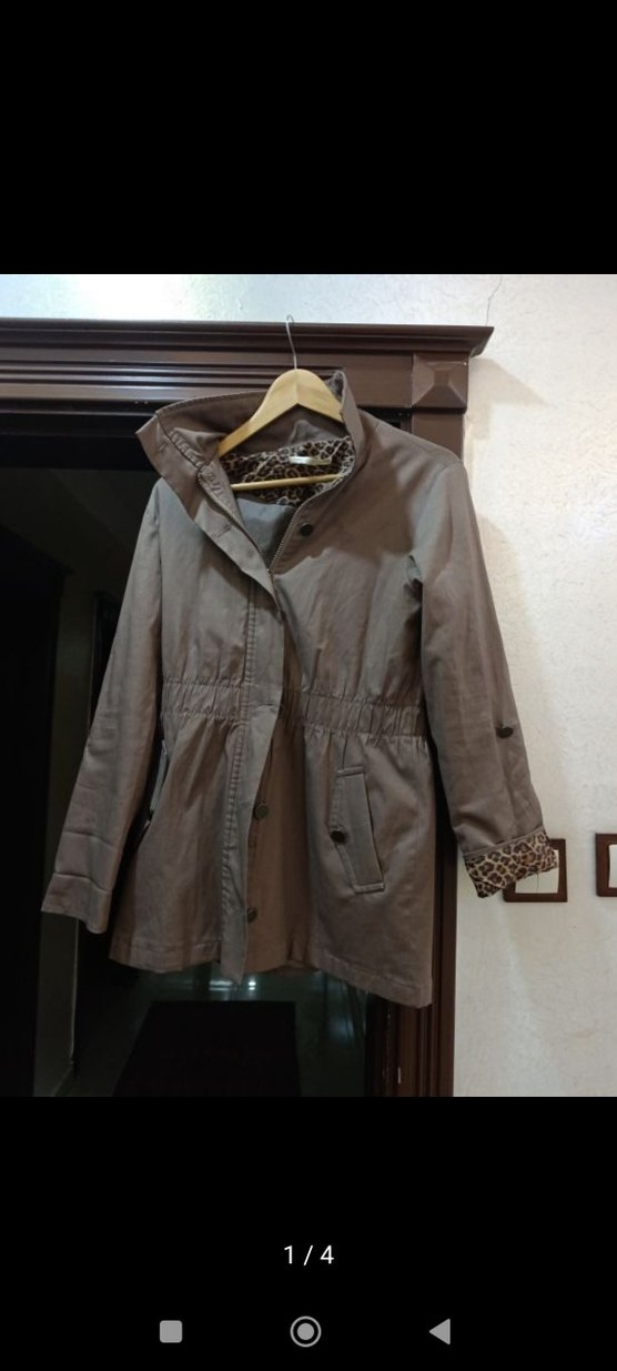 batik Düğmeli Kahverengi vizon renk Midi Kadın trençkot - Görsel 2