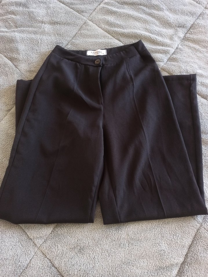 Siyah Midi Kadın Kumaş Pantolon - Görsel 4