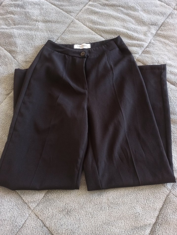 Siyah Midi Kadın Kumaş Pantolon - Görsel 3