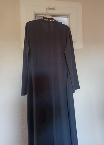 Uzun Kollu gri Gotik Uzun Elbise - Görsel 5