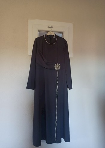 Uzun Kollu gri Gotik Uzun Elbise - Görsel 2