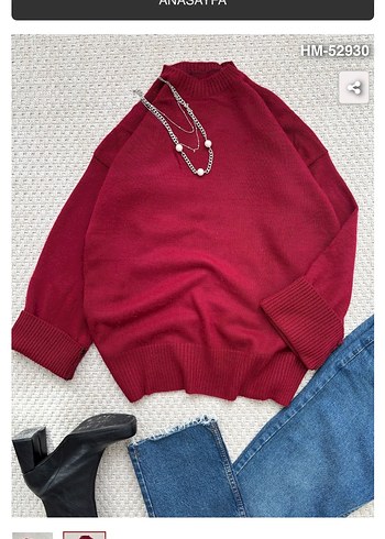 Bordo Uzun Kollu Kadın Kazak - Görsel 3