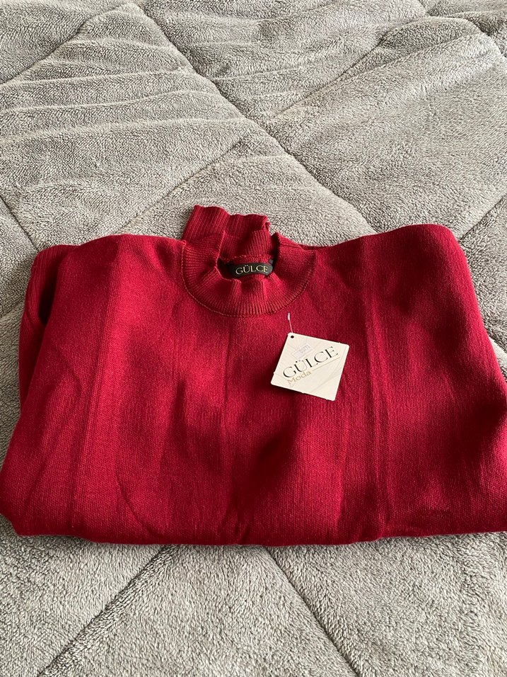 Bordo Uzun Kollu Kadın Kazak - Görsel 2