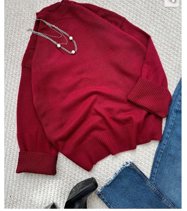 Bordo Uzun Kollu Kadın Kazak - Görsel 4