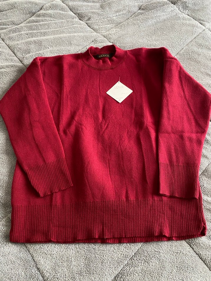 Bordo Uzun Kollu Kadın Kazak - Görsel 5