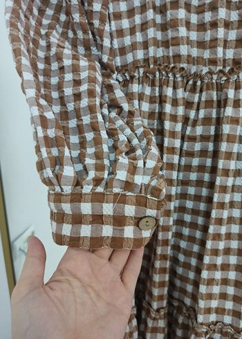 Kareli Pilili Uzun Kadın Elbise - Görsel 6