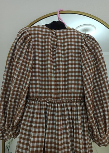 Kareli Pilili Uzun Kadın Elbise - Görsel 7