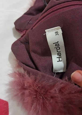 Bordo Uzun Kollu Drapeli Abiye Elbise - Görsel 5